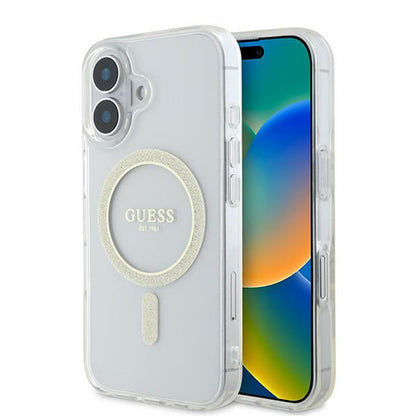 Θήκη MagSafe για Apple iPhone 16, Guess, IML Glitter Circle, Διάφανη