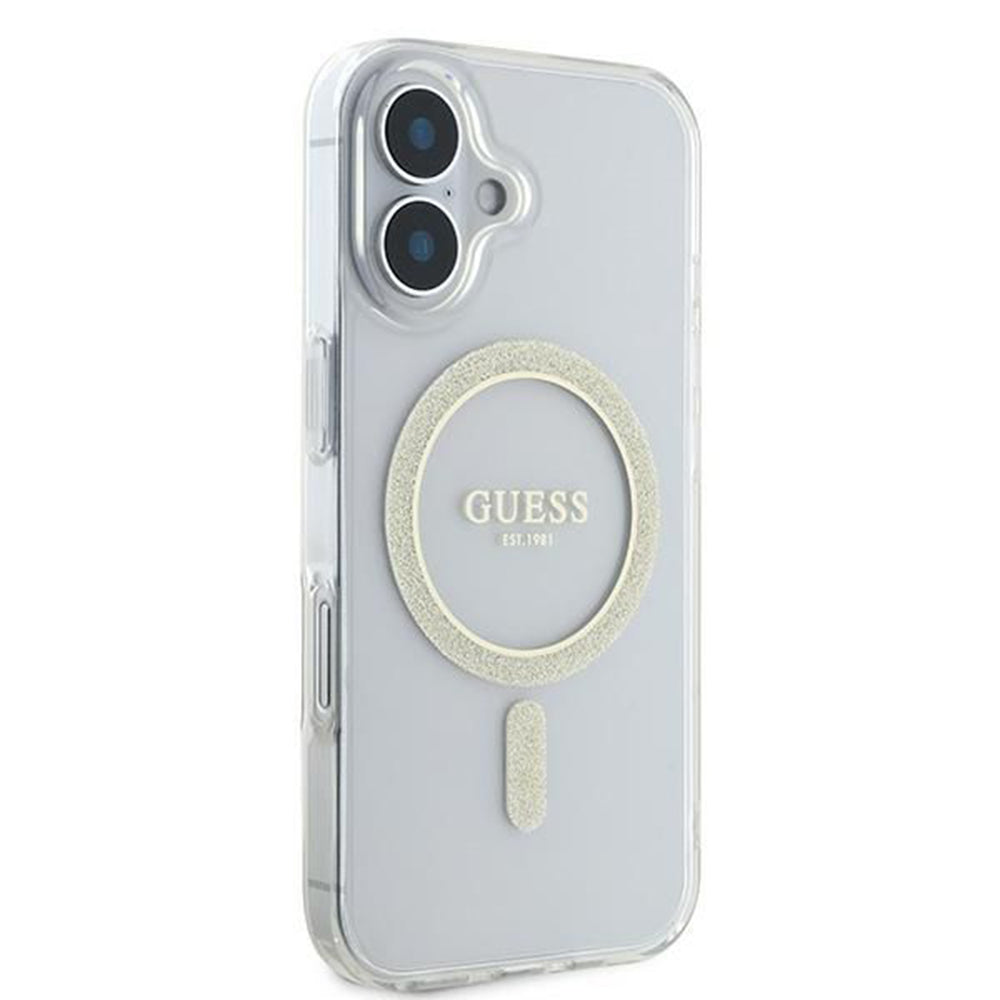 Θήκη MagSafe για Apple iPhone 16, Guess, IML Glitter Circle, Διάφανη