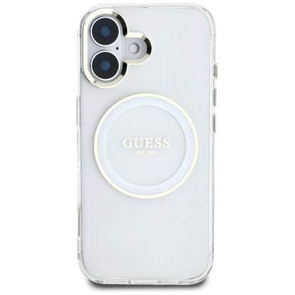 Θήκη MagSafe για Apple iPhone 16, Guess, IML Metal Colored Circle, Λευκή