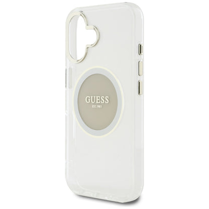 Θήκη MagSafe για Apple iPhone 16, Guess, IML Metal Colored Circle, Γκρι