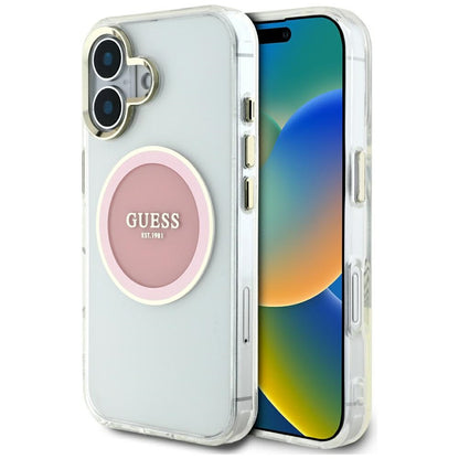 Θήκη MagSafe για Apple iPhone 16, Guess, IML Metal Colored Circle, Ροζ