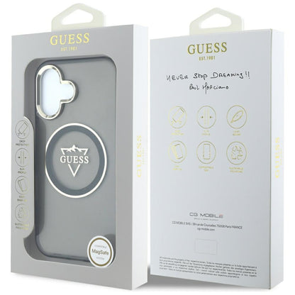 MagSafe Case for Apple iPhone 16, Guess, IML Metal Mountain Logo, Black