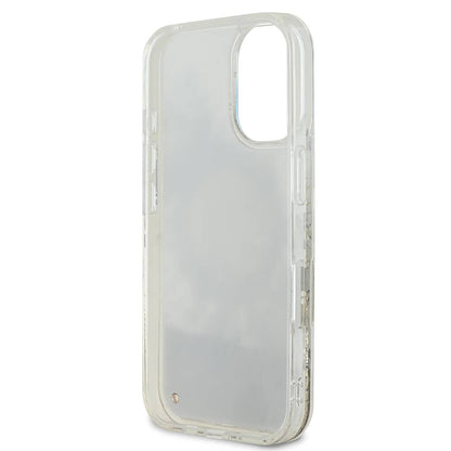 Θήκη MagSafe για Apple iPhone 16, Guess, Liquid Glitter Flower, Μπεζ