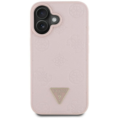 Θήκη MagSafe για Apple iPhone 16, Guess, Peony Grained Hot Stamp Triangle, Ροζ
