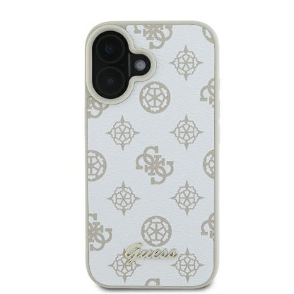 MagSafe Case for Apple iPhone 16, Guess, Peony Script, White