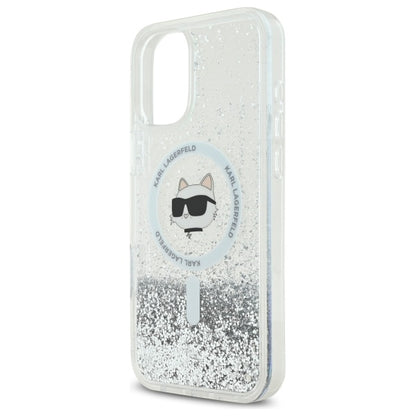 Θήκη MagSafe για Apple iPhone 16, Karl Lagerfeld, Glitter Liquid Choupette Head, Διαφανής