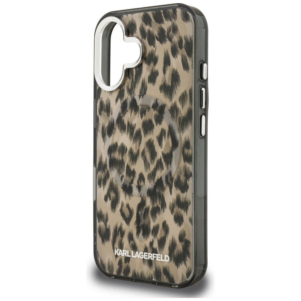 MagSafe Case for Apple iPhone 16, Karl Lagerfeld, IML Leopard Pattern, Brown