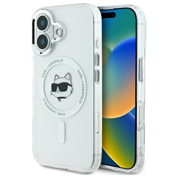 Θήκη MagSafe για Apple iPhone 16, Karl Lagerfeld, IML Metal Choupette's Head, Λευκή