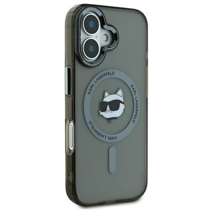 MagSafe Case for Apple iPhone 16, Karl Lagerfeld, IML Metal Choupette's Head, Black