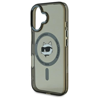 MagSafe Case for Apple iPhone 16, Karl Lagerfeld, IML Metal Choupette's Head, Black