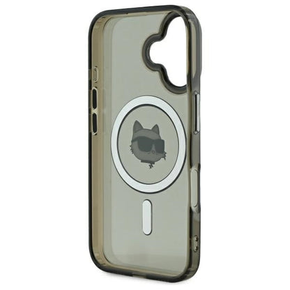 MagSafe Case for Apple iPhone 16, Karl Lagerfeld, IML Metal Choupette's Head, Black