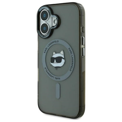 MagSafe Case for Apple iPhone 16, Karl Lagerfeld, IML Metal Choupette's Head, Black