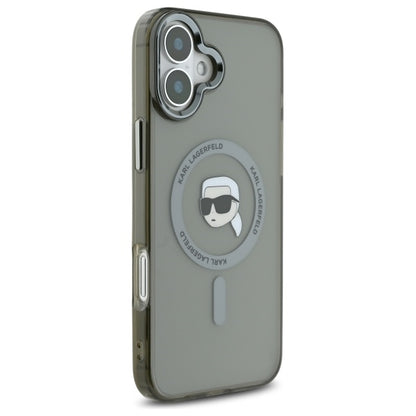 MagSafe Case for Apple iPhone 16, Karl Lagerfeld, IML Metal Karl's Head, Black