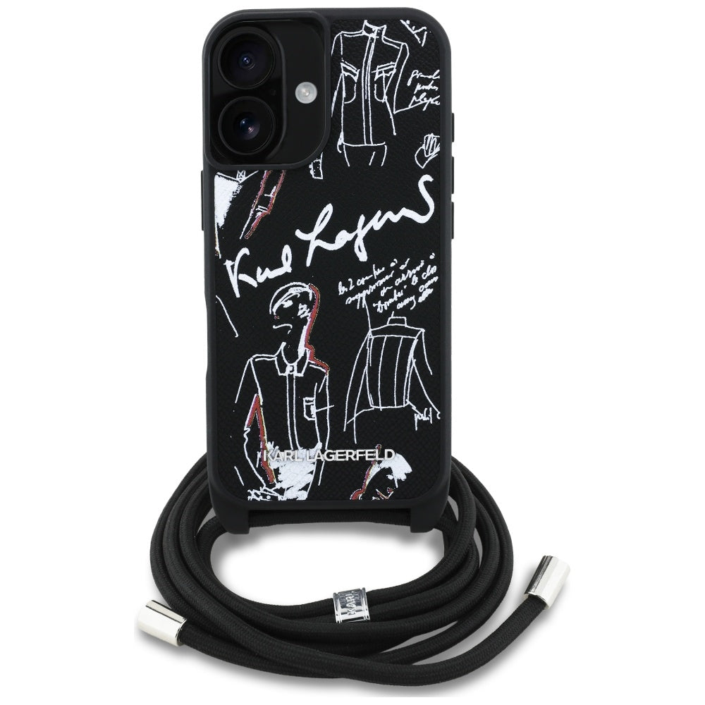 Θήκη MagSafe για Apple iPhone 16, Karl Lagerfeld, Saffiano Crossbody, Μαύρη