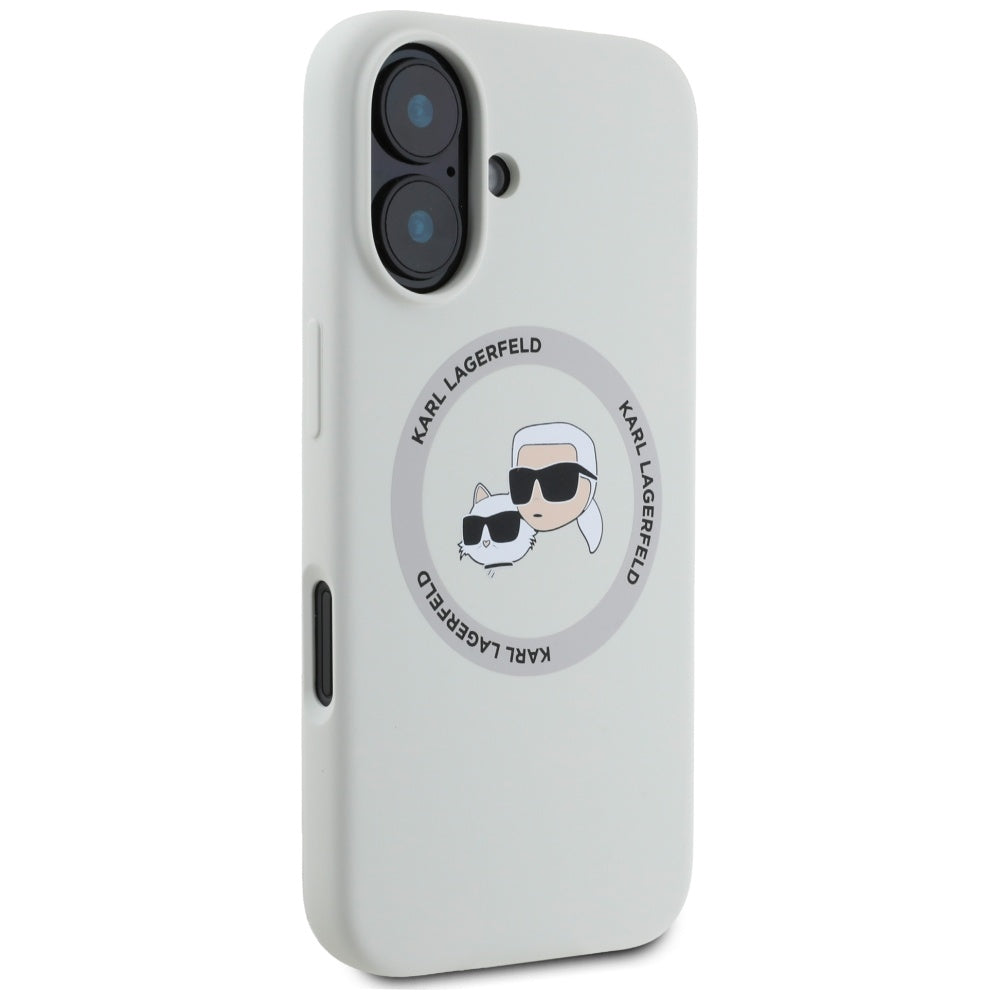 Θήκη MagSafe για Apple iPhone 16, Karl Lagerfeld, Σιλικόνη Karl & Choupette's Heads, Μπεζ