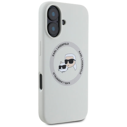 Θήκη MagSafe για Apple iPhone 16, Karl Lagerfeld, Σιλικόνη Karl & Choupette's Heads, Μπεζ