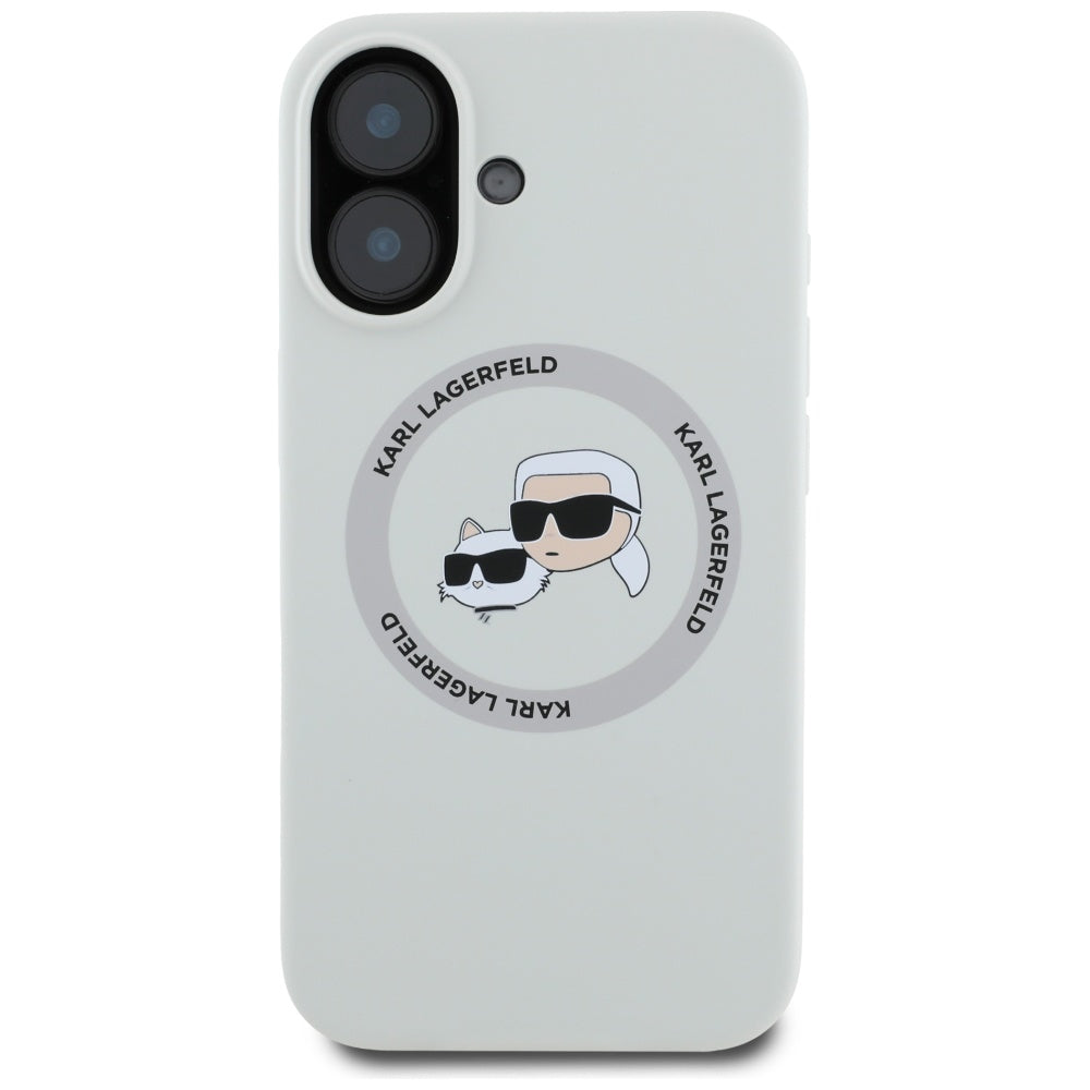 Θήκη MagSafe για Apple iPhone 16, Karl Lagerfeld, Σιλικόνη Karl & Choupette's Heads, Μπεζ