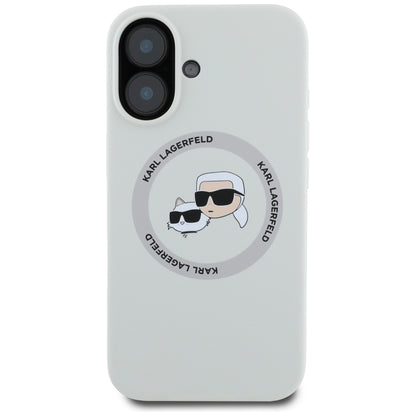 Θήκη MagSafe για Apple iPhone 16, Karl Lagerfeld, Σιλικόνη Karl & Choupette's Heads, Μπεζ
