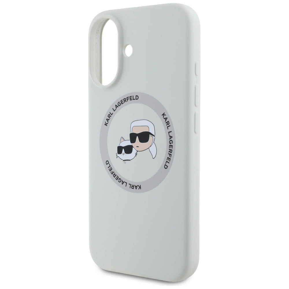 Θήκη MagSafe για Apple iPhone 16, Karl Lagerfeld, Σιλικόνη Karl & Choupette's Heads, Μπεζ