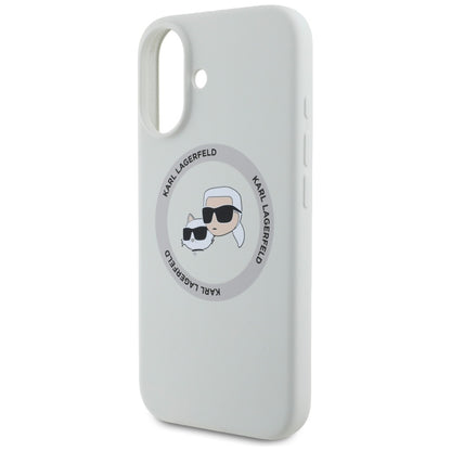 Θήκη MagSafe για Apple iPhone 16, Karl Lagerfeld, Σιλικόνη Karl & Choupette's Heads, Μπεζ