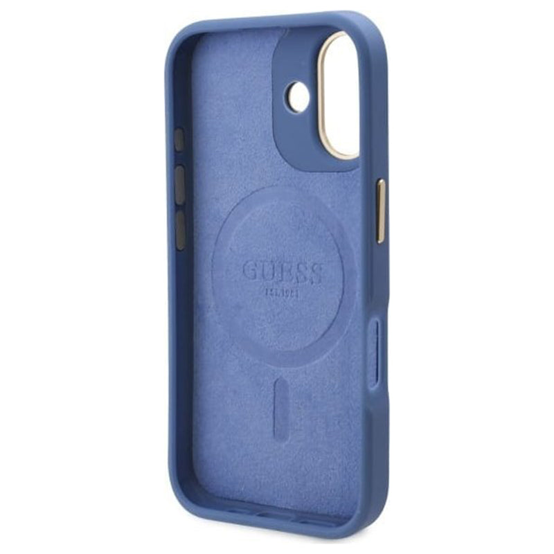Θήκη MagSafe για Apple iPhone 16 Plus, Guess, 4G Logo Plate, Μπλε