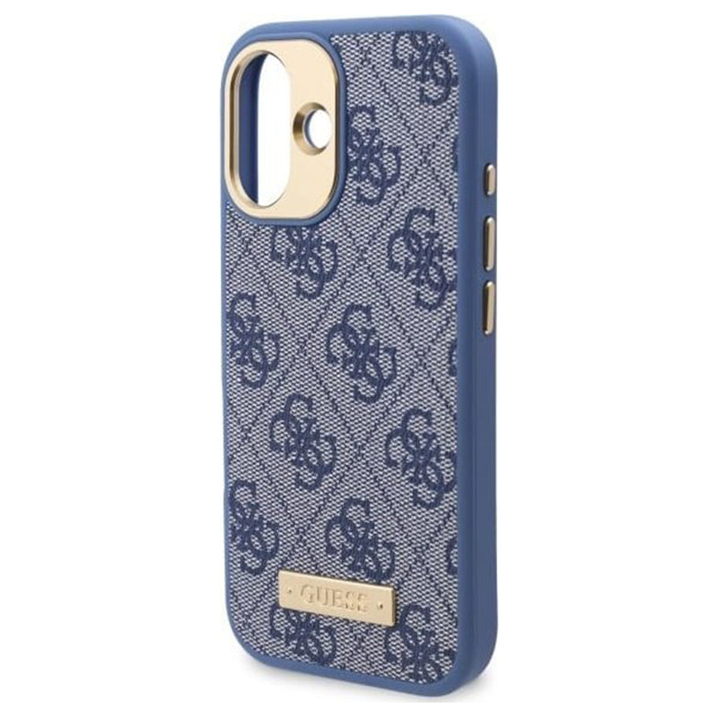 Θήκη MagSafe για Apple iPhone 16 Plus, Guess, 4G Logo Plate, Μπλε