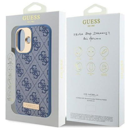 Θήκη MagSafe για Apple iPhone 16 Plus, Guess, 4G Logo Plate, Μπλε