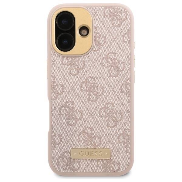 MagSafe Case for Apple iPhone 16 Plus, Guess, 4G Logo Plate, Pink