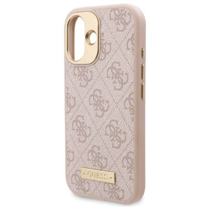 MagSafe Case for Apple iPhone 16 Plus, Guess, 4G Logo Plate, Pink