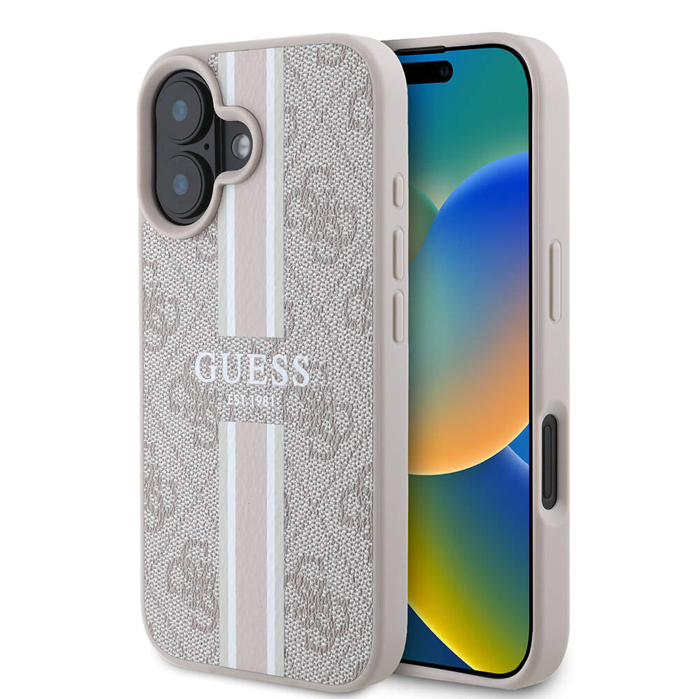 Θήκη MagSafe για Apple iPhone 16 Plus, Guess, 4G Printed Stripes, Ροζ