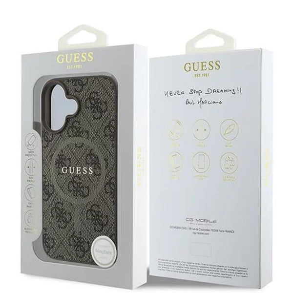 Θήκη MagSafe για Apple iPhone 16 Plus, Guess, 4G Ring Classic Logo, Καφέ