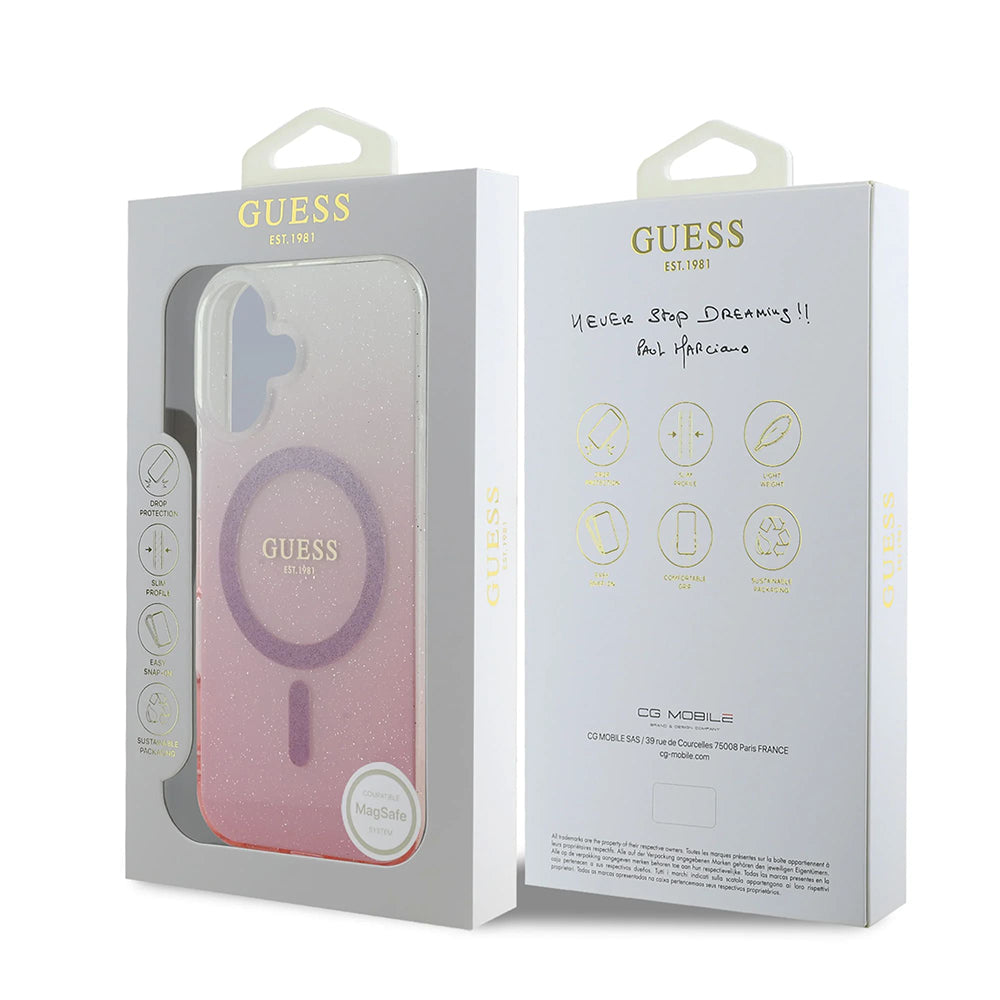 Θήκη MagSafe για Apple iPhone 16 Plus, Guess, IML Glitter Gradient, Καφέ