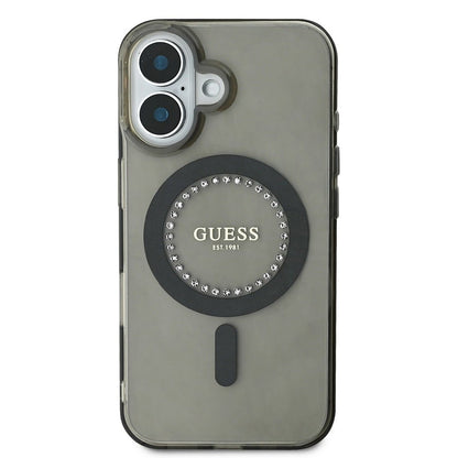 MagSafe Case for Apple iPhone 16 Plus, Guess, IML Rhinestone, Black