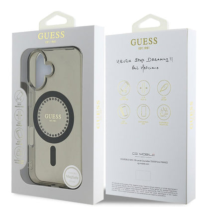 MagSafe Case for Apple iPhone 16 Plus, Guess, IML Rhinestone, Black