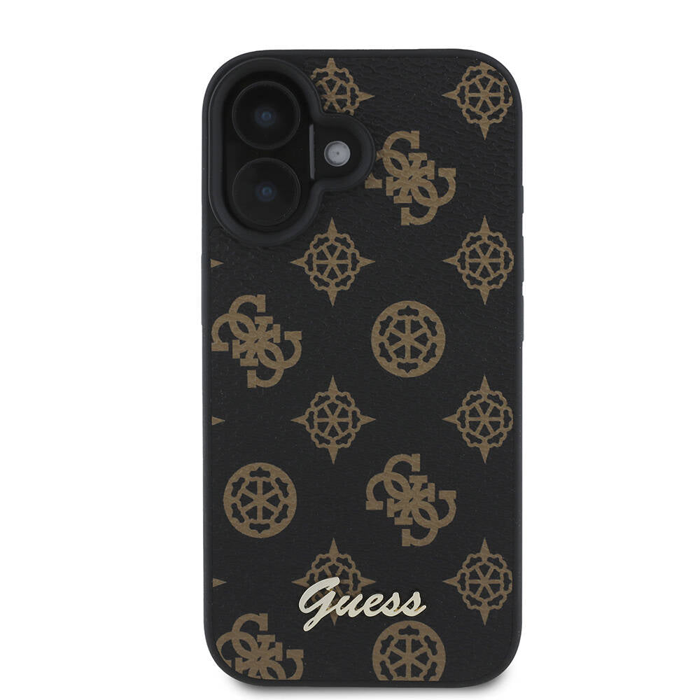 MagSafe Case for Apple iPhone 16 Plus, Guess, Peony Script, Black