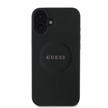 MagSafe Case for Apple iPhone 16 Plus, Guess, Saffiano Classic Logo, Black