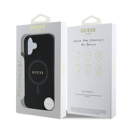 MagSafe Case for Apple iPhone 16 Plus, Guess, Saffiano Classic Logo, Black