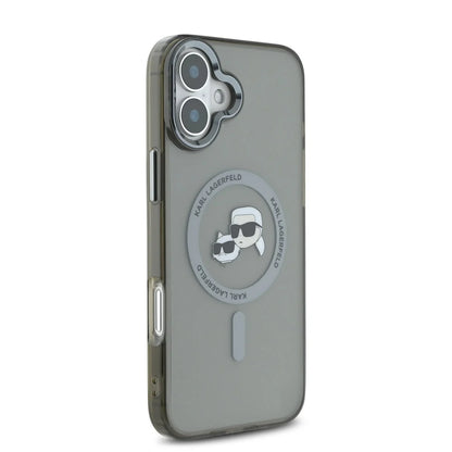 Θήκη MagSafe για Apple iPhone 16 Plus, Karl Lagerfeld, IML Metal Karl & Choupette's Heads, Μαύρη