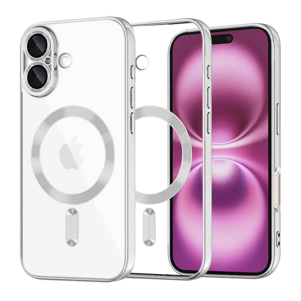 MagSafe Case for Apple iPhone 16 Plus, Techsuit, Luxury Crystal, Silver