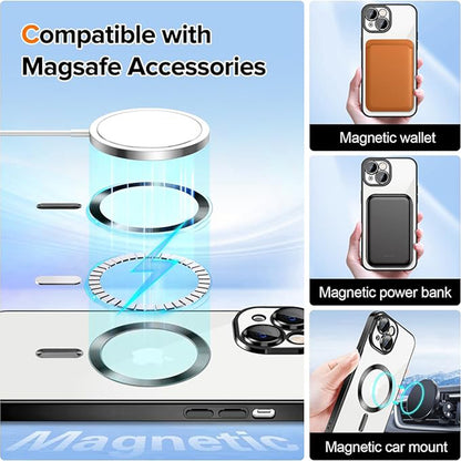 MagSafe Case for Apple iPhone 16 Plus, Techsuit, Luxury Crystal, Silver