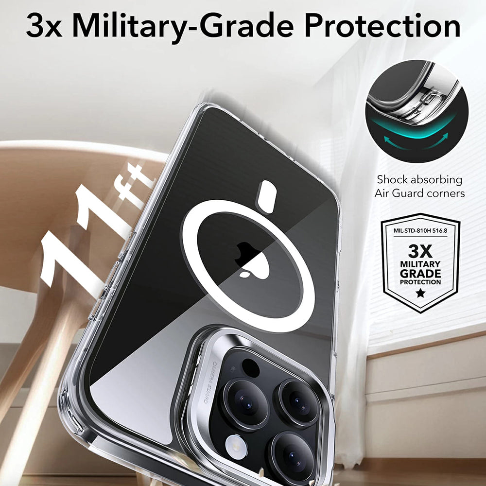MagSafe Case for Apple iPhone 16 Pro, ESR, Classic Hybrid Kickstand, Transparent Gray