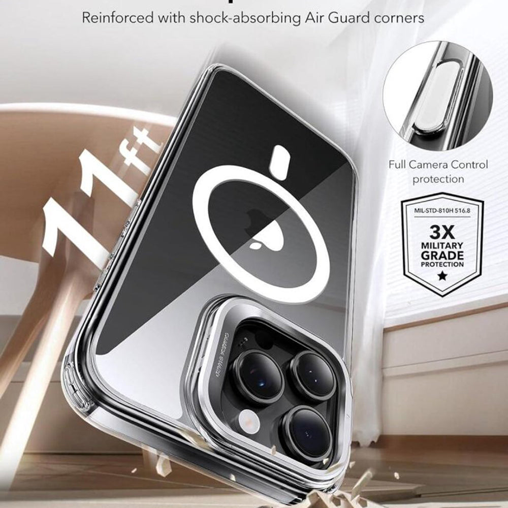 MagSafe Case for Apple iPhone 16 Pro, ESR, Classic Hybrid Kickstand Slide, Transparent