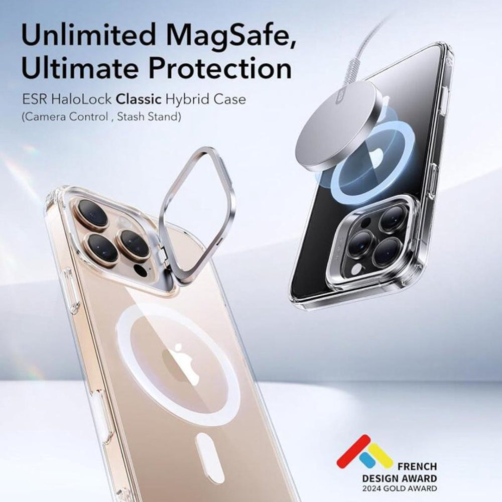 MagSafe Case for Apple iPhone 16 Pro, ESR, Classic Hybrid Kickstand Slide, Transparent