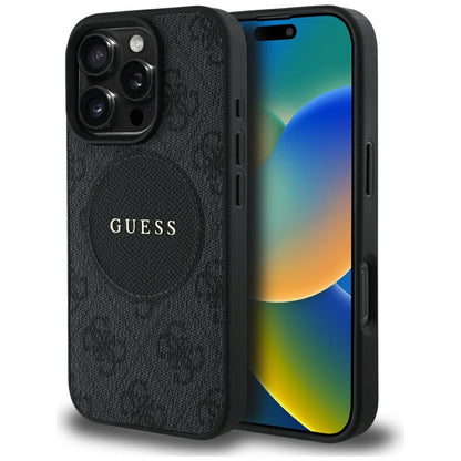 Θήκη MagSafe για Apple iPhone 16 Pro, Guess, 4G Circle Classic Logo, Μαύρη