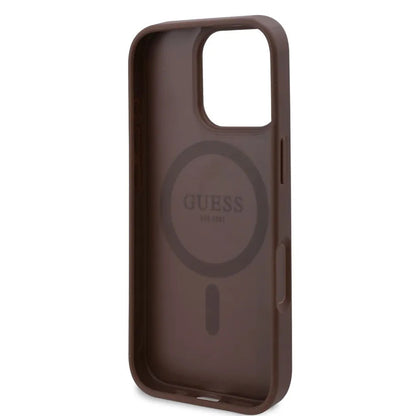 MagSafe Case for Apple iPhone 16 Pro, Guess, 4G Flowers Print, Brown