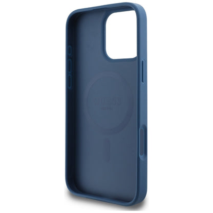 MagSafe Case for Apple iPhone 16 Pro, Guess, 4G Small and Classic Logo, Blue