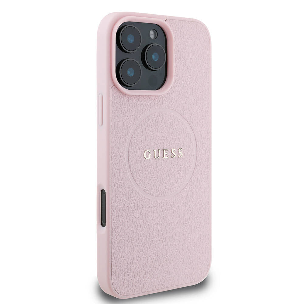 Θήκη MagSafe για Apple iPhone 16 Pro, Guess, Grained Gold Ring, Ροζ