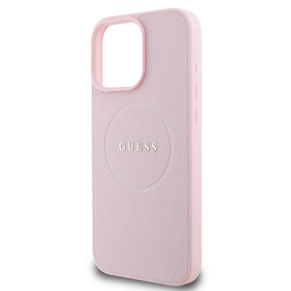 Θήκη MagSafe για Apple iPhone 16 Pro, Guess, Grained Gold Ring, Ροζ
