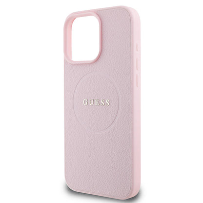 Θήκη MagSafe για Apple iPhone 16 Pro, Guess, Grained Gold Ring, Ροζ