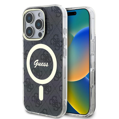 MagSafe Case for Apple iPhone 16 Pro, Guess, IML 4G, Black